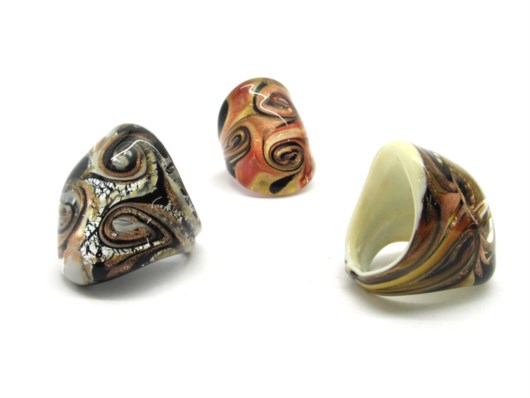 Anelli in vetro di Murano - Anello di Murano con disegno fantasy - AV0501