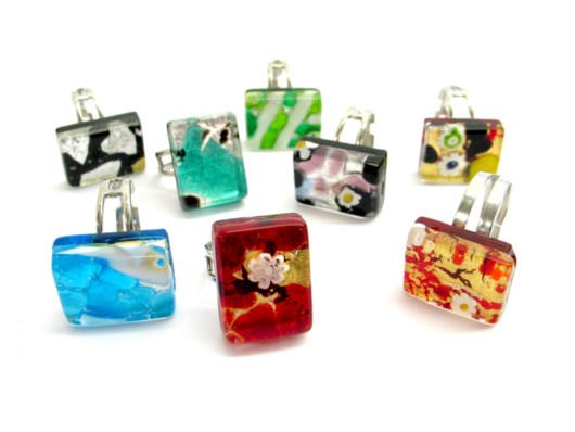 Murano Glass  Ring - rectangular Rings IN Murano Glass - PEMG06 - 20X15 MM