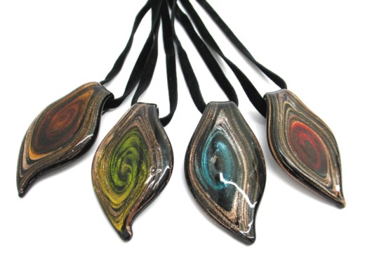 Murano Glass Necklaces - Murano glass foil necklace - PELUFPA - 55x25 mm