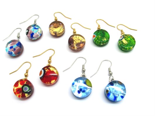 Murano Glass Earrings - venetian glass Earrings - OREL03 - 15 mm in diameter