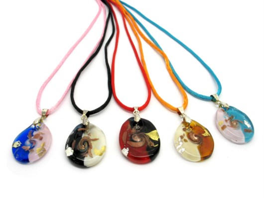 Murano Glass Pendants - Murano Glass Pendant - oval shape - COLC0103 - 30x22 mm 