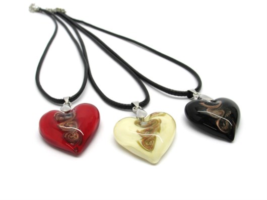 Murano Glass Pendants - Murano Glass heart Pendant - COLMT0201 - 30x30 mm