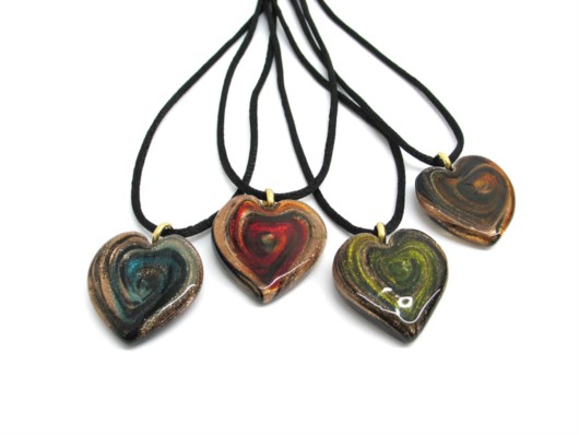 Murano Glass Pendants - Murano heart Pendant - COLV0236 - 30x30 mm 