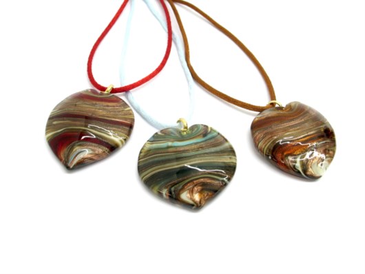 Murano Glass Pendants - Murano Glass heart Pendant - COLV0242 - 35x30 mm