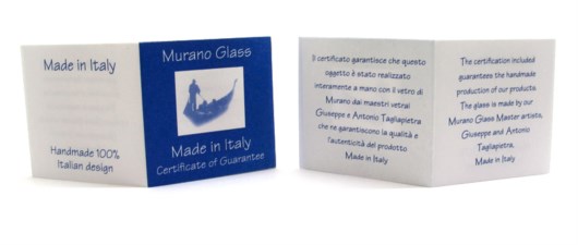Scatole - Garanzie  - Certificato di Garanzia Murano Glass 