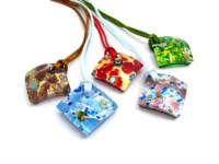 Economic Products, murano glass jewelry pendants, italian glass pendants, venetian glass pendant, venetian glass pendants, heart glass pendants
 - Murano Glass curved square Pendants - PEMG0120 - 30x30 mm