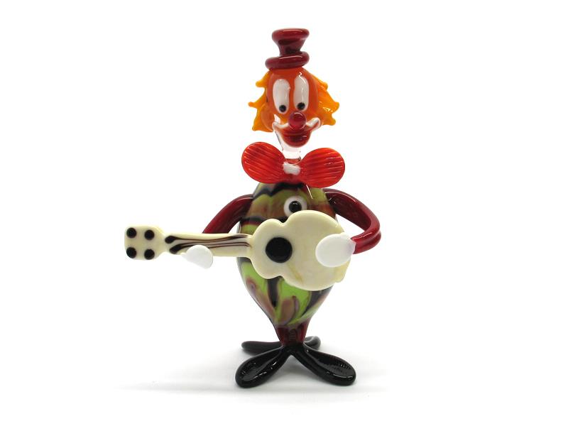 Murano venetian Glass Clowns ( OGV5 SPIRITOSO CHITARRA ) 110x70 mm, available in 10 assorted colours, made entirely handmade by our Murano master glass-makers with the lampwork technique, in our factory in Murano Venice Italy.