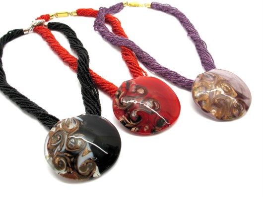 Murano Glass Necklaces - Murano Glass Necklaces curved shape - COLV1102 - 50 mm in diameter