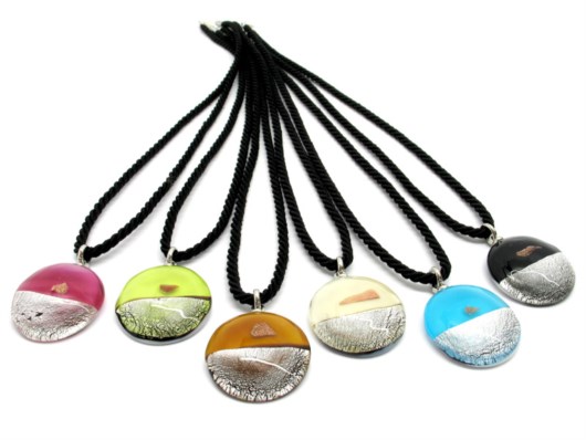 Murano Glass Necklaces - Murano Necklace with round bicolored pendant - COLV401