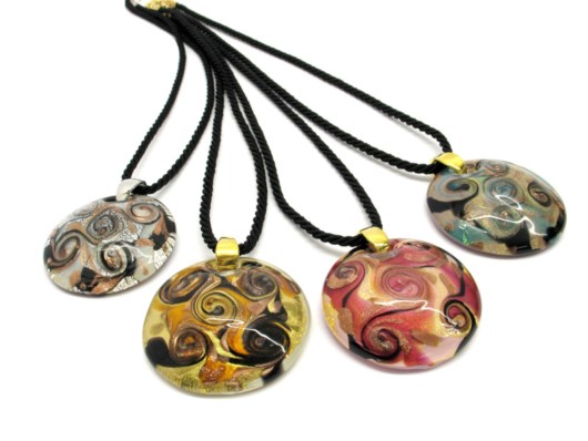 Murano Glass Necklaces - Murano Glass Necklace in curved shape - COLV0115 - 50 mm in diameter