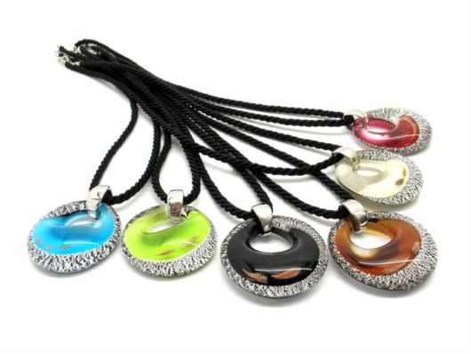 Murano Glass Necklaces - Murano Glass Necklace, with round pendant - COLV0162 - 40 mm in diameter