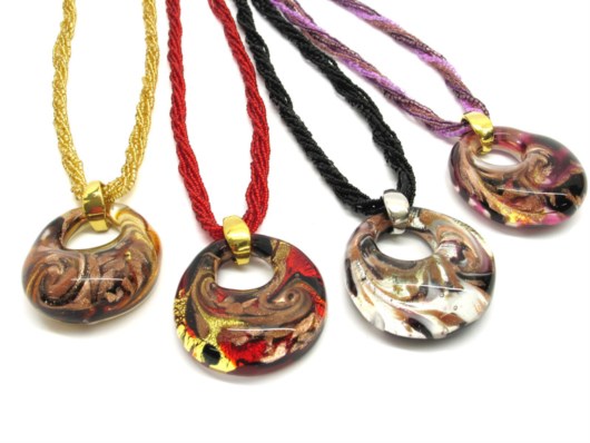Murano Glass Necklaces - Murano Glass Necklace, with round pendant, 45 mm in diameter - COLV0176