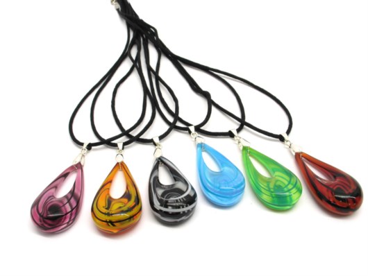 Murano Glass Necklaces - Murano oval Necklace in transparent glass - COLV0295 - 45x22 mm