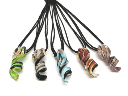 Murano Glass Necklaces - Spiral Murano Glass Necklaces - COLV0318 - 40x15 mm