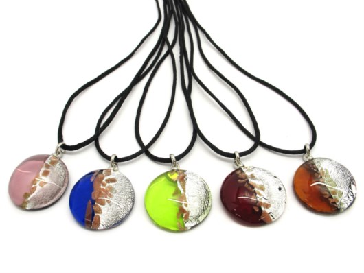 Murano Glass Necklaces - Murano Glass Necklaces in curved shape - COLV0320 - 40 mm in diameter