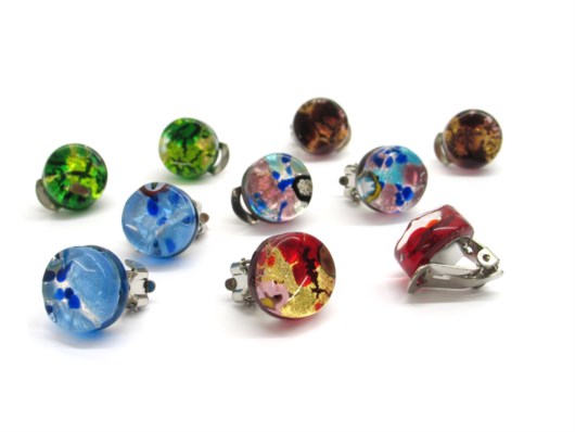 Murano Glass Earrings - italian glass earrings with clips - OREC01 - 15 mm
