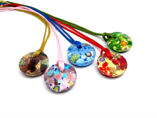 Murano Glass Pendants - Murano glass jewelry curved round Pendants -  PEMG0126 - 30 mm