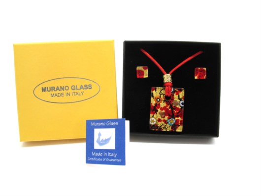 Murano Glass Parure  - Murano Parure - CP08 40X30 mm rettangolare piatto