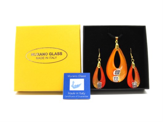 Murano Glass Sets - Parure - Murano jewelry Sets - Parure - CP27 - oval pendant 50x30 mm 