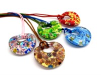 Economic Products, murano glass jewelry pendants, italian glass pendants, venetian glass pendant, venetian glass pendants, heart glass pendants
 - Murano Glass big curved round Pendants - COLV0901
 - 50 mm
